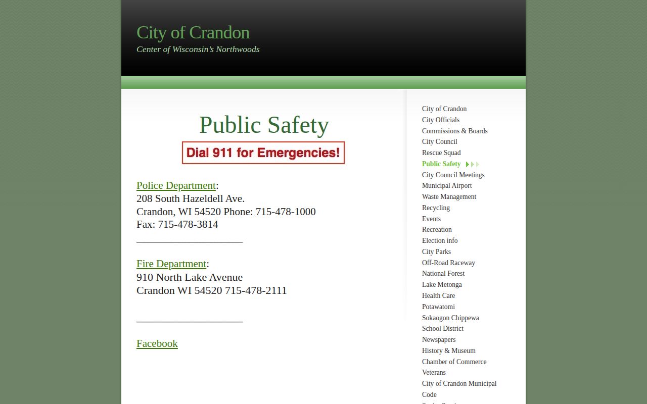 Forest County Crandon Police public-safety records source