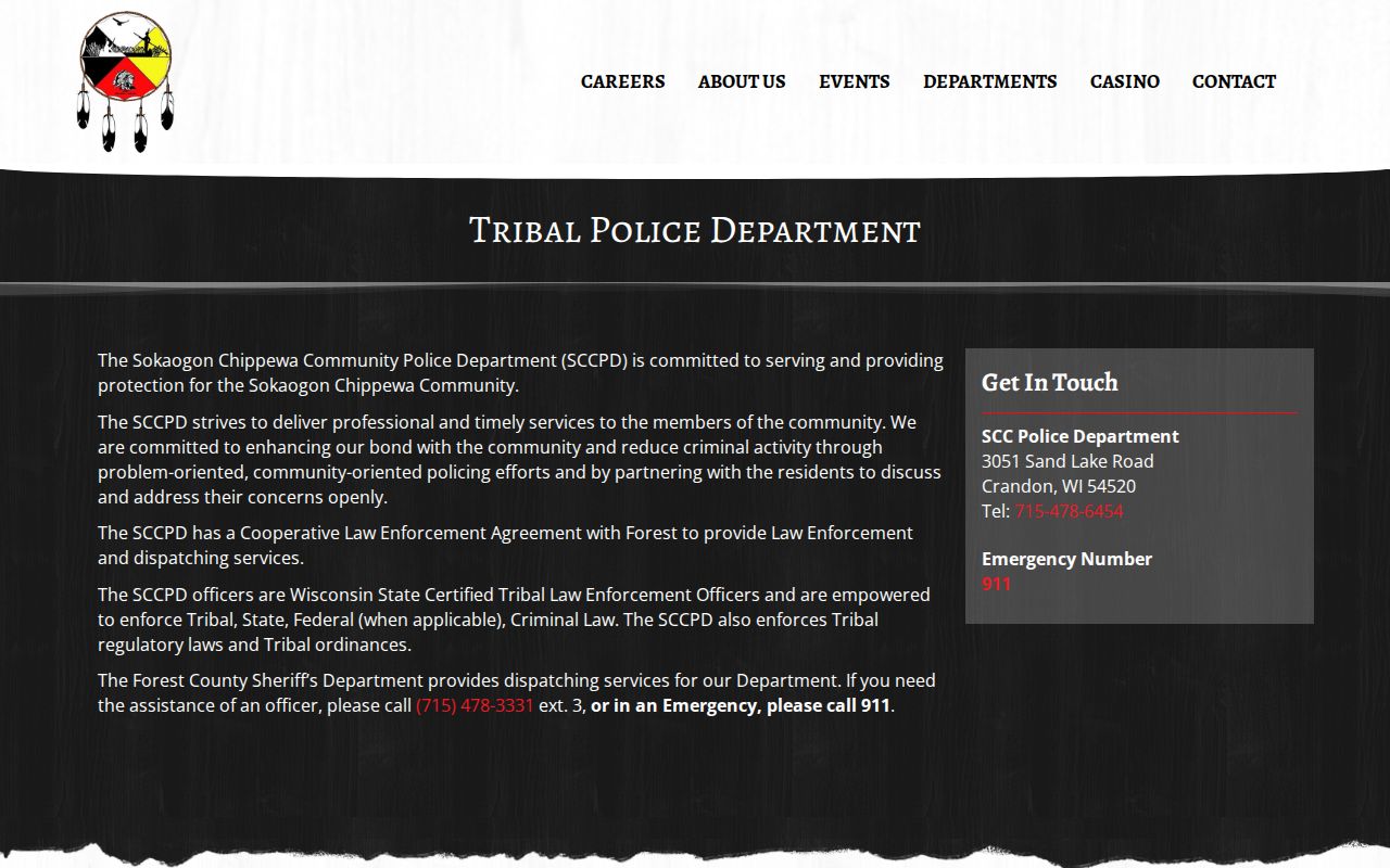 Sokaogon Chippewa Community Police Department official Nashville-area records source